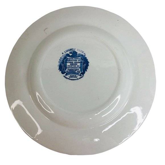 Staffordshire Liberty Blue Dinner Plate 9.75" Independence Hall Design England - Picture 4 of 5